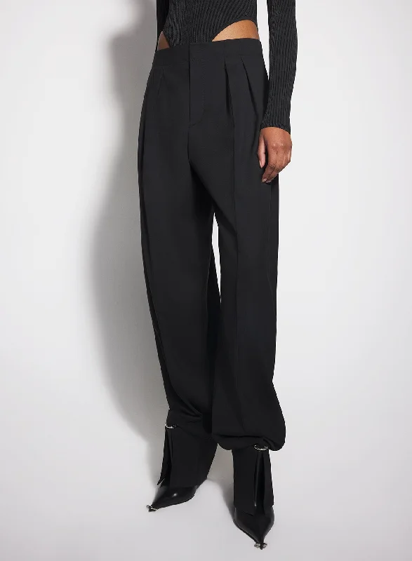 black pierced loose tailored trousers